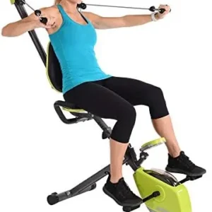 Stamina Wonder Exercise Bike with Upper Body Workout – Foldable Exercise Bike with Smart Workout App – Recumbent Bike for Home Workout – Up to 250 lbs Weight Capacity Green