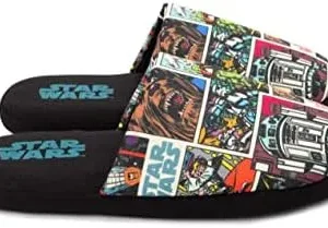 STAR WARS Slippers Mens Adults Comic Slip-On Black House Shoes