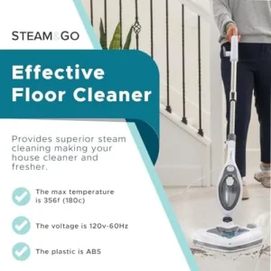 Steam and Go Steam Mop Floor Steamer with Handheld Steam Cleaner for Tile and Grout, Hardwood Floors, Laminate, Glass, Fabric, Upholstery, Garments, Metal, Carpet, Granite and Countertops