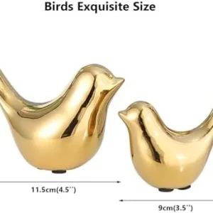 Steviieden Small Birds Statues Home Decor Modern Style Gold Birds, Decorative Ornaments for Living Room Bedroom Office Desktop Cabinet Craft Bird（Gold 2Pack Birds）