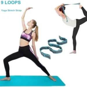 Stretch Bands for Exercise – Elastic Yoga Stretching Strap for Flexibility and Stretching with 9 Loops, Pilates, Fitness, Ballet & Gymnastics Exercise and Flexible Leg Stretch Strap