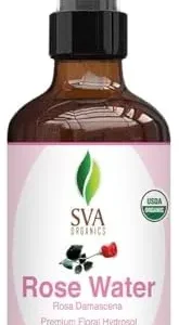 SVA Organics Rose Water 4oz (118 ml) Refreshing Rose Water Spray for Skin Care, Skin Hydration, Bath, Soaps, Haircare & Aromatherapy