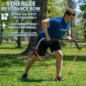 Synergee Resistance Bow. Portable Home Gym with Resistance Bands and Bar System. Collapsible Resistance Bar with Handles. Full Body Workouts for Home, Travel or Outdoors.