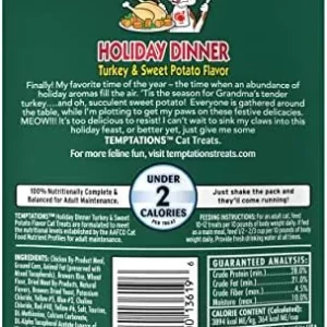 Temptations Classic, Crunchy and Soft Cat Treats, Holiday Dinner Turkey and Sweet Potato Flavor, 3 oz. Pouch