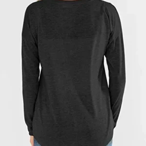 Topstype Women’s Long Sleeve Henley Tops Pullover with Buttons Down Casual Loose Fit V-Neck Tunics