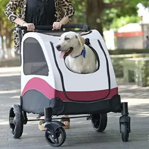 Travel Stroller, Folding Jogger Carrier for Cats and Dogs, 55 kg Capacity with Zip Windows, Push Chair for Small and Medium Dogs