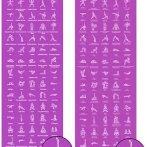 Upgrade New Instructional Yoga Mat with 75 Poses Printed on It, 6mm Travel Yoga Mat with Bag Christmas Gifts for Women and Men, 1/4 Inch Extra Thick Non-Slip, Purple & Blue