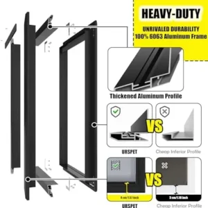 URSPET XL Dog Door for Exterior Doors: Heavy Duty Aluminum Doggie Door, Extreme Weather Doggy Door, Giant Dog Door for Large and Extra Large Dogs Up to 220 lbs, Dual Flap Insulated Dog Door, Lockable