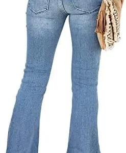 Utyful Women’s High Waist Relaxed Fit Ripped Jeans Stretchy Flare Jeans Denim Pants