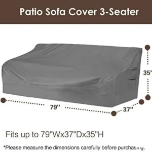 Vailge Heavy Duty Patio Sofa Cover, 100% Waterproof 3-Seater Outdoor Sofa Cover,Lawn Patio Furniture Covers with Air Vent and Handle,79″ Wx 37″ Dx 35″ H,Grey