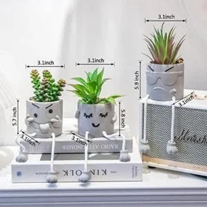 VENY TAYA 3PCS Cute Artificial Plants Office Decor for Women and Men, Small Fake Plants Decor for Bedroom and Bathroom, Lovely Faux Succulent Desk Decor for Office and Home