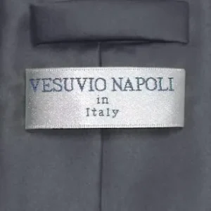 Vesuvio Napoli NeckTie Solid CHARCOAL GREY Color Men’s Dark Gray Neck Tie