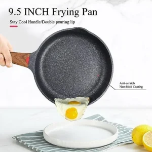 Vinchef Nonstick Frying Pan Anti Scratch,9.5 Inch Skillet Cast Aluminum Cookware, Induction Compatible