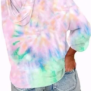 VISLILY Plus-Size Hoodies for Women Tie Dye Sweatshirts Tops