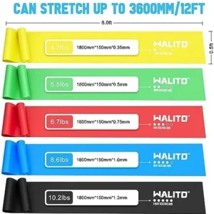 Walito Exercise Bands, Extra Long Physical Therapy Band, Non-Latex Resistance Bands for Home Exercise, Workout, Strength Training, Yoga, Pilates, Rehab, Gym, Elastic Band for Upper and Lower Body