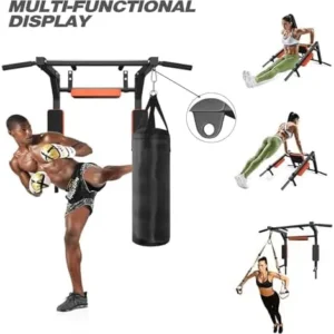 Wall Mounted Pull-Up-Bar Chin Up bar Dip Station for Indoor Home Gym Workout Multifunctional Power Tower Set Training Equipment Fitness Dip Stand Supports to 440 Lbs