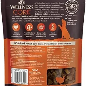 Wellness CORE Soft Tiny Trainers (Previously Petite Treats), Natural Grain-Free Dog Treats for Training, Made with Real Meat, No Artificial Flavors (Turkey & Pomegranate, 6 Ounce Bag)