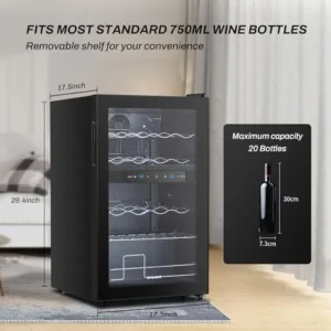 Wine Cooler Refrigerator 20 Bottle, Dual Zone Small Freestanding Wine Fridge for Red, White and Champagne, Mini Fridge with 40-66F Digital Temperature Control Glass Door