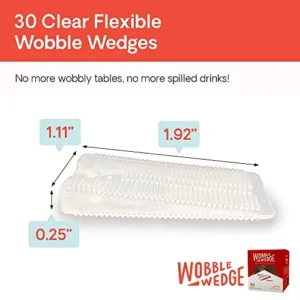 Wobble Wedges Flexible Plastic Shims, 30 Pack – MADE IN USA – Multi-Purpose Shim Wedges for Home Improvement & Work – Plastic Wedge, Table Shims for Leveling, Toilet Shims & Furniture Levelers – Clear