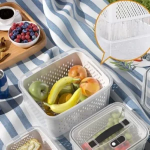 Worparsen Double-Layered Fruit Box Multi-Functional Organizer Sure Here’s A Product Title for Listing Storage Container with Removable Colanders Home 1 Set