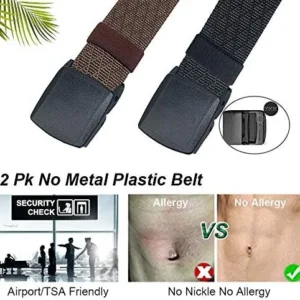 WYuZe 2 Pack Nylon Belt Outdoor Military Web Belt 1.5″ Men Tactical Webbing Belt