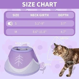 WZ PET Cat Recovery Collar Cone,Adjustable Cat Cone Collar Soft,Cone for Cat After Surgery,Kitten Cone,Purple,Small