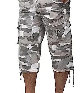 X RAY Men’s Belted Tactical Cargo Long Shorts 18″ Inseam Below Knee Length Multi Pocket 3/4 Capri Pants