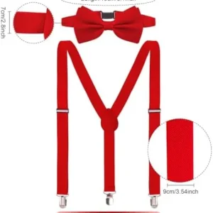 yeabwps Men’s Suspender Bow Tie Set Adjustable Buckle Elastic Suspenders and Bow Tie Set