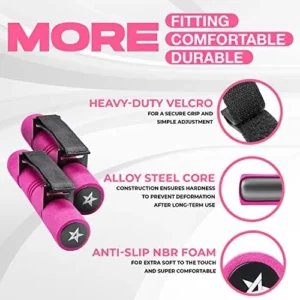 Yes4All Adjustable Dumbbell Hand Weights Set Of 2 Perfect for Women’s Walking or Travel Exercise with Adjustable Straps, Foam Cover, and Color Coded Weight (2lbs, 3lbs or 4lbs) Options