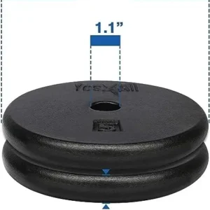 Yes4All Standard 1″ Cast Iron Weight Plate – Ideal for Strength Training – Multiple Weight: 5LB to 25LB (Set of 2)