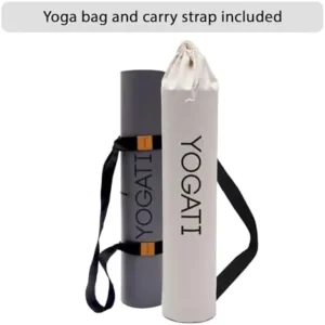 YOGATI Yoga Mat with Yoga Bag and Carry Strap. Non-Slip Rubber Yoga Mat for women and men with Alignment marks. Perfect hot yoga Mat for home workout. Ideal Exercise Mat for Gym, Pilates, and Fitness