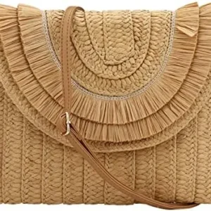 YYW Straw Clutch,Straw Handbag Clutch for Women Summer Beach Straw Woven Envelope Purse Wallet