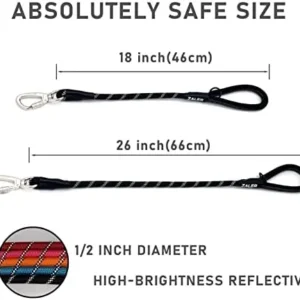 ZALER Short Dog Leash, 18 Inches Rope Traffic Leashes for Dogs, Reflective Dog Lead with O-Ring, Heavy Duty Leash for Large and Medium Dogs (18” Black)