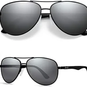 ZENOTTIC Polarized Aviator Sunglasses for Men Carbon Fiber Temple Pilot Sun Glasses with Mirrored Lens UV Protection