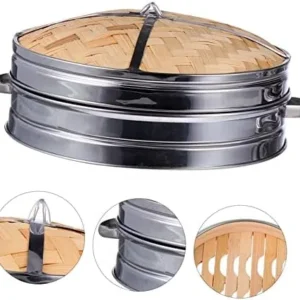 Zerodeko 1 Set Steamer Steam Pot Cooking Utensils Steaming Basket Kitchen Gadget Basket with Lid Natural Soup Hotdog Bun Dim Sum Bun Vegetable Breakfast Stainless Steel Snack Bag