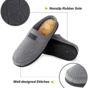 Zigzagger Men’s Comfort Suede Fabric Memory Foam Slippers with Plush Fleece Lining