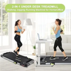 ZRNONAOZ Under Desk Treadmill 2 in 1 Walking Pad for Home Office Use with Bluetooth Speaker, 2.5HP Running Jogging Machine Wrist Watch Control Max 265lbs Weight